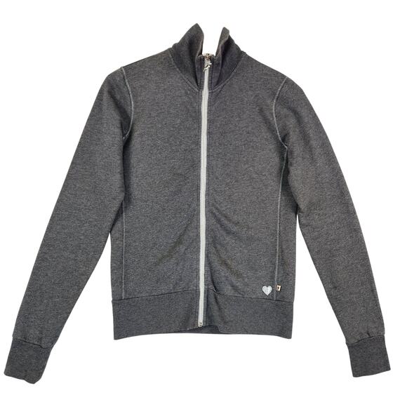 Twisted Heart Womens SZ M Y2K Zip Up Sweatshirt Jacket Bling Crown Baddie Gray - Picture 4 of 16